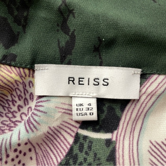 Reiss blouse long sleeve viscose floral multicolor green size zero - Picture 8 of 10